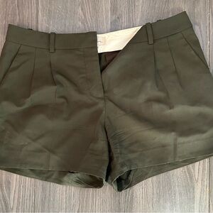 Babaton Dark Green Pleated Women's Shorts - Size 8